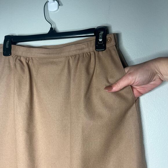 VTG Pendleton Wool Skirt Sz 12 Tan Academia Prep Old Money Ivy League Neutral - Picture 4 of 11